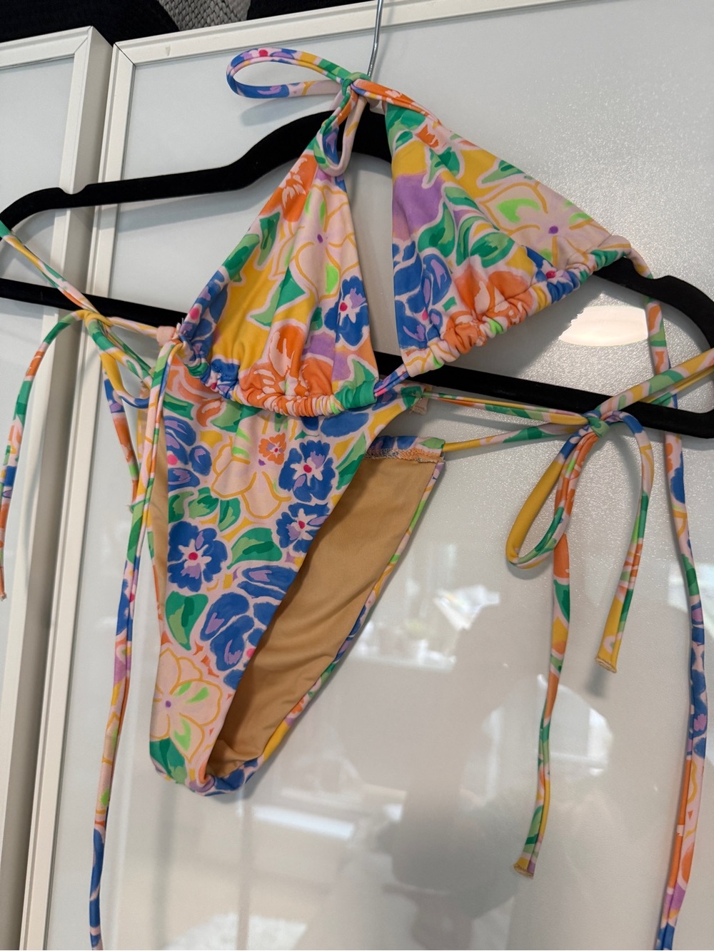Princess Polly Cream Bikini Bottom with Multicolor Trim